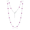 Simona Sterling Silver Bezel-set Cz & Bead Station Necklace (white, Green, Blue, Or Red) In Red
