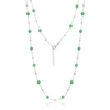 Simona Sterling Silver Bezel-set Cz & Bead Station Necklace (white, Green, Blue, Or Red) In Green