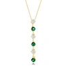 Simona Sterling Silver Round Cz Long Pendant Necklace- Sterling Silver, Rose Gold Or Gold Plated In Green