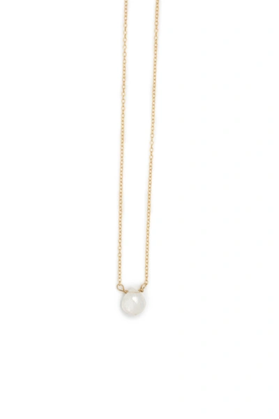 A Blonde And Her Bag Stephanie Delicate Drop Demi Fine Necklace In Moonstone In Silver