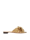 Loeffler Randall Daphne Bow-embellished Plissé-lamé Slides In Gold
