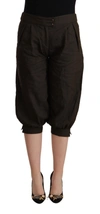 Gf Ferre' Brown Viscose Cropped Harem Pants In Brown