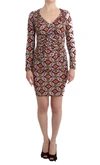 Gf Ferre' Multicolor Longsleeve Viscose Shift Dress In Multi