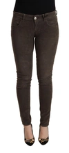 Acht Brown Cotton Slim Fit Denim Low Waist Jeans In Brown