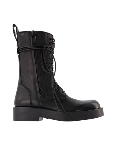 Ann Demeulemeester Maxim Lace-up Leather Boots In Black