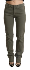 Ermanno Scervino Green Low Waist Skinny Slim Trouser Cotton Jeans In Grey