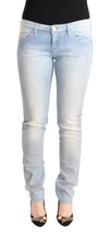 Acht Light Blue Washed Cotton Low Waist Skinny Denim Jeans In Blue