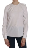 Dsquared2 Crew Neck Long Sleeve Cotton Blouse In White