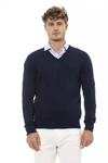 Alpha Studio Black Viscose Sweater In Blue