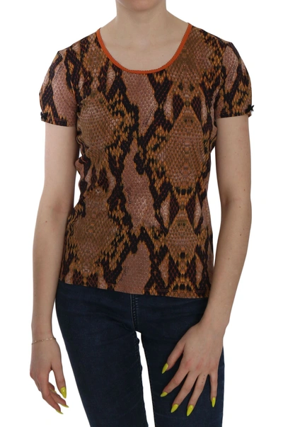 JUST CAVALLI SNAKE SKIN PRINT SHORT SLEEVE TOP WOMEN'S T-SHIRT