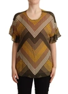 Twinset Multicolor Stripes Short Sleeves Round Neck Top Blouse In Multi