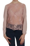 Pink Memories Lace See Through Long Sleeve Blouse In Pink