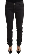 Pinko Black Cotton Stretch Skinny Mid Waist  Denim Jeans In Black