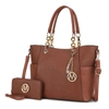 Mkf Collection By Mia K Merlina Embossed Pockets Vegan Leather Women's Tote Bag With Wallet - 2 Pieces In Brown