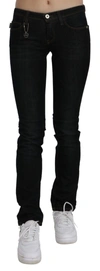 Costume National Black Mid Waist Cotton Denim Skinny Jeans In Black
