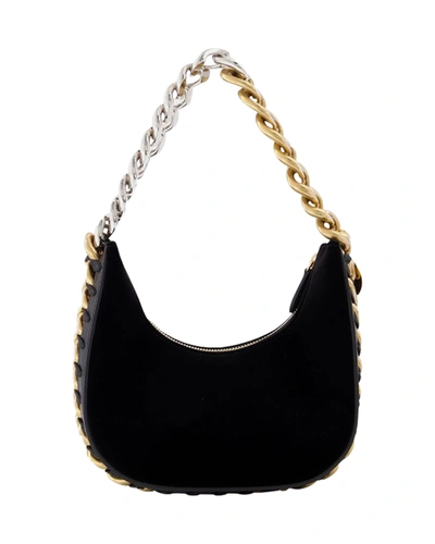 Stella Mccartney Frayme Hobo Zip Tiny In Black Synthetic Leather