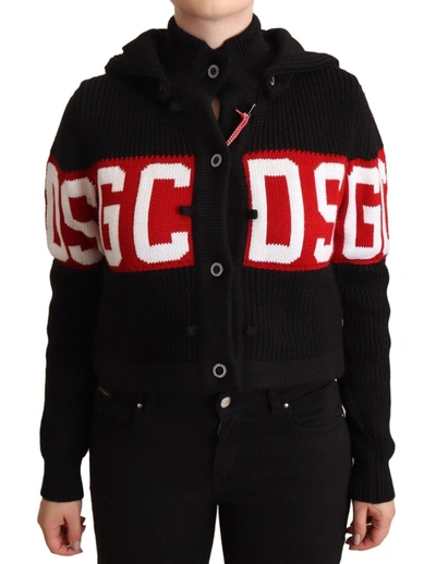 GCDS CASHMERE HOODED BUTTON DOWN LOGO CARDIGAN WOMEN'S JACKET