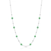 Simona Sterling Silver Bezel-set Cz & Bead Station Necklace (white, Green, Blue, Or Red) In Green