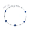 Simona Sterling Silver Bezel-set And Cz Bead Bracelet (white, Green, Blue Or Red) In Blue