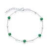 Simona Sterling Silver Bezel-set And Cz Bead Bracelet (white, Green, Blue Or Red) In Green