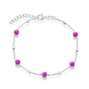 Simona Sterling Silver Bezel-set And Cz Bead Bracelet (white, Green, Blue Or Red) In Red