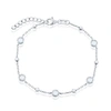 Simona Sterling Silver Bezel-set And Cz Bead Bracelet (white, Green, Blue Or Red) In White