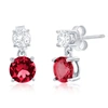 SIMONA STERLING SILVER ROUND CZ DANGLE EARRINGS (GREEN, BLUE, OR RED)
