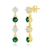 Simona Sterling Silver Round Cz Long Earrings - Sterling Silver, Rose Gold Or Gold Plated In Green
