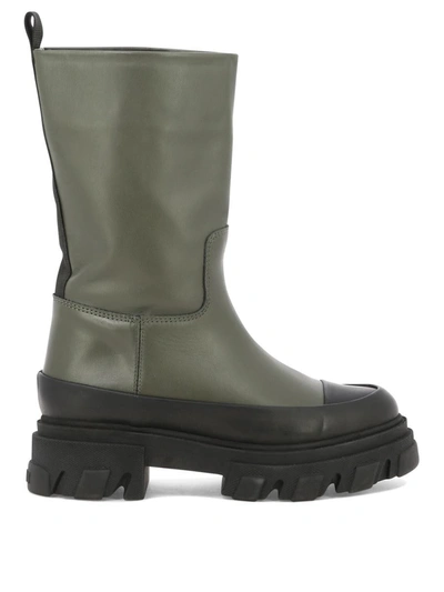 Ganni Ankle Boots In Green