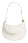 Bottega Veneta Small Gemelli Shoulder Bag Nappa Leather In White/ Brass