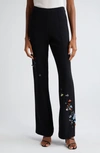 Cinq À Sept Kingsley Sequin Flower Straight-leg Pants In Black/ Multi