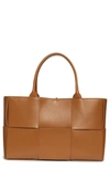 Bottega Veneta Arco Mini Intrecciato Leather Tote In Brown