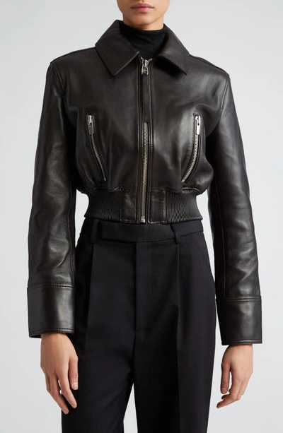 A.l.c Harlow Crop Leather Jacket In Black