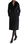 REISS LAURIE WOOL BLEND LONGLINE COAT WITH REMOVABLE FAUX FUR COLLAR