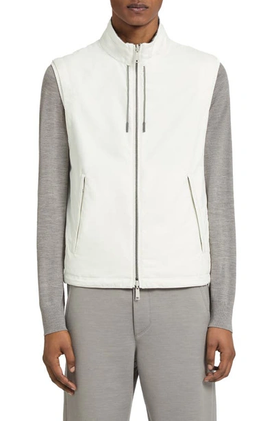 Zegna Men's Zephyr Reversible Zip-up Vest In White Solid