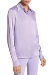 Michael Kors Hansen Charmeuse Button-front Shirt In Purple