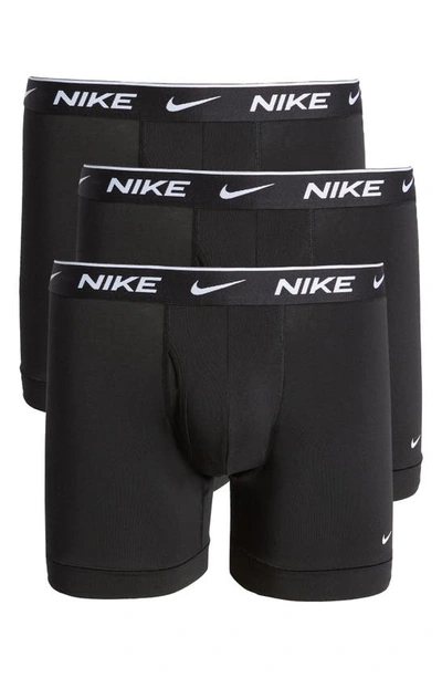 Nike Dri-fit Essential 3-pack Stretch Cotton Boxer Briefs In Black