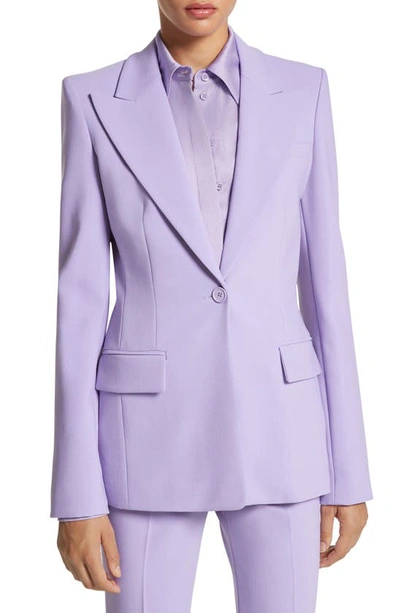 Michael Kors Georgina One-button Wool Blazer In Purple