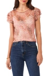 VINCE CAMUTO TIERED RUFFLE FOIL MESH TOP