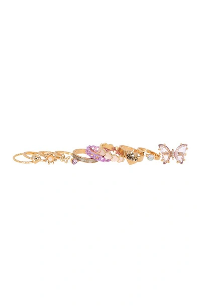 Capelli New York Kids' Set Of 10 Embellished Rings In Gold Combo