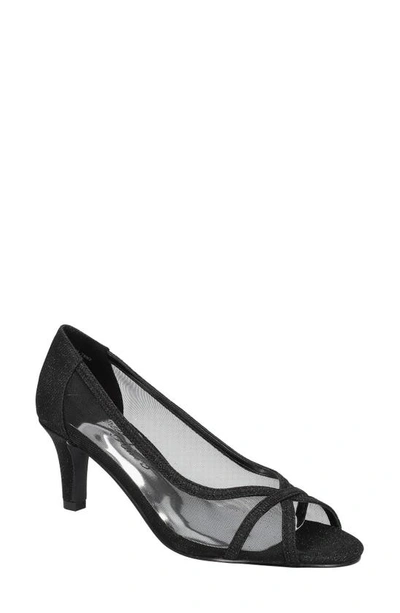 Easy Street Picaboo Peep Toe Pump In Black Glitter