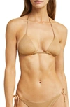 Vitamin A Gia Metallic Triangle Bikini Top In Golden Glow Metallic