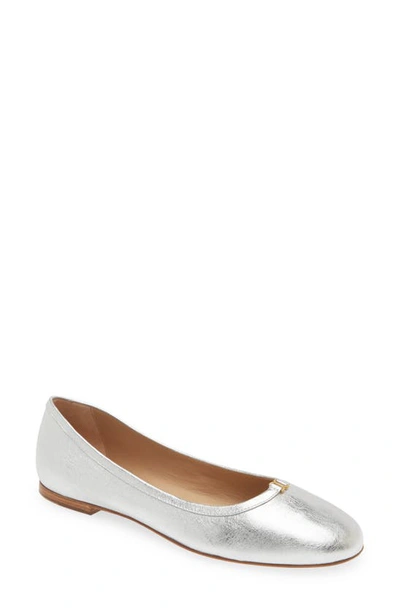 Chloé Marcie Metallic Leather Ballerina Flats In Silver