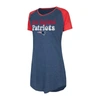 Concepts Sport Women's  Navy, Red Distressed New England Patriots Raglan V-neck Nightshirt In Navy