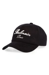 Balmain Signature Embroidered Cotton Baseball Cap In Black
