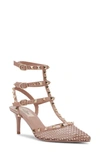 VALENTINO GARAVANI ROCKSTUD T-STRAP POINTED TOE PUMP