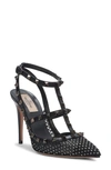 Valentino 65mm Rockstud Mesh Heels In Black Diamond/ Nero