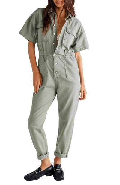 Free People We The Free Marci Short Sleeve Jumpsuit In Green