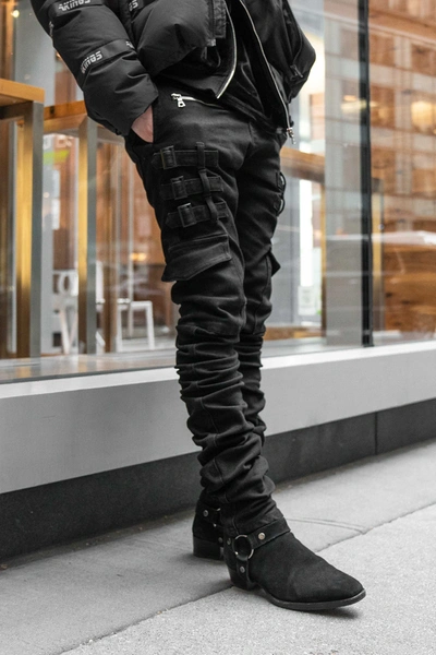 Akings Black Omari Stacked Jeans In 40