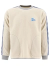 And Wander Textured Fleece Sweater With Contrasting Accents In White
